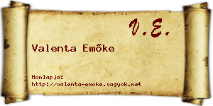 Valenta Emőke névjegykártya